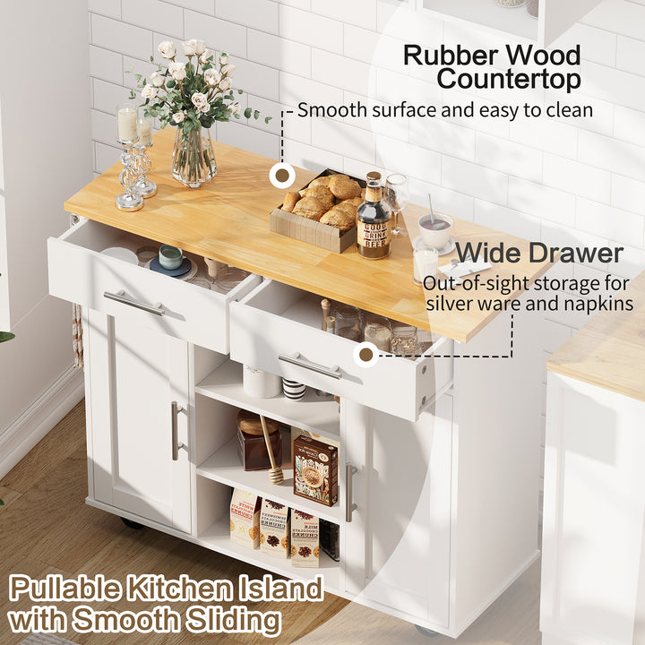 Walsunny 40" Multifunction Kitchen Cart Cabinet with Shelves (7404395692208)