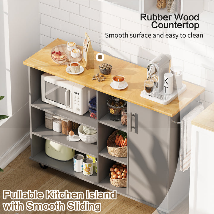 Walsunny 47.2" Large Kitchen Cabinet with Open Shelves, Kitchen Island (7404396937392)