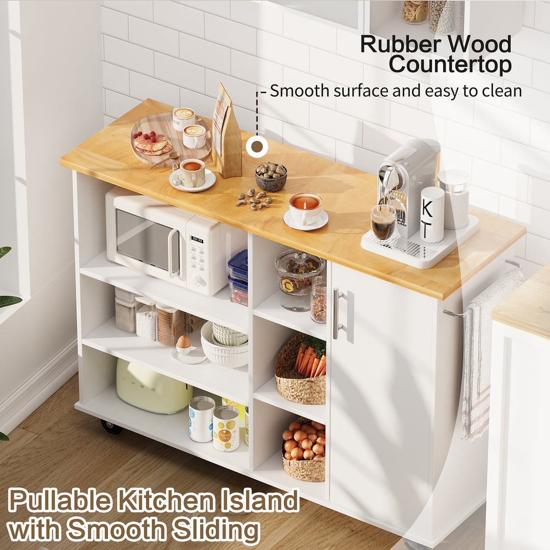 Walsunny 47.2" Large Kitchen Cabinet with Open Shelves, Kitchen Island (7404396937392)