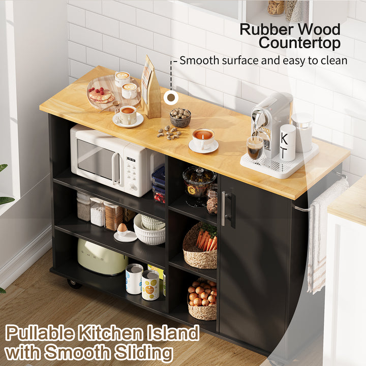 Walsunny 47.2" Large Kitchen Cabinet with Open Shelves, Kitchen Island (7404396937392)