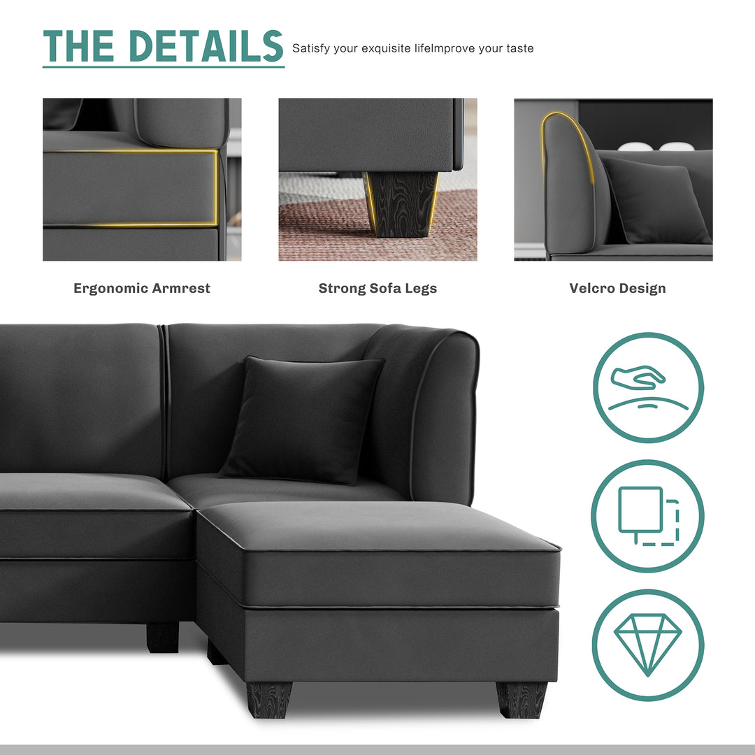 Walsunny U-Shape Convertible Sectional Sofa Couch with 6 Seats
#color_dark-grey