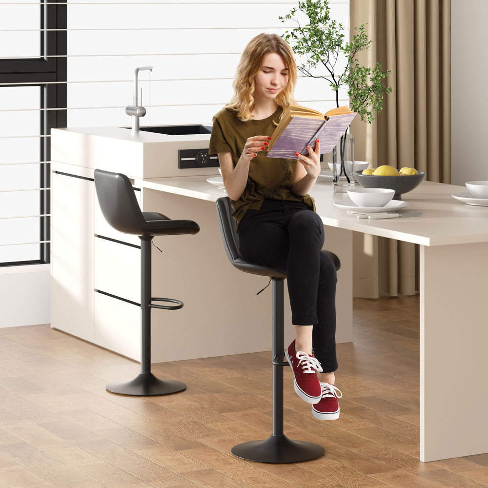 Walsunny Bar Stools Set of 2,Adjustable Leather Counter Height with High Backrest,Bar Chairs for Kitchen Island Dining£¬Room Bar (7562958831792)