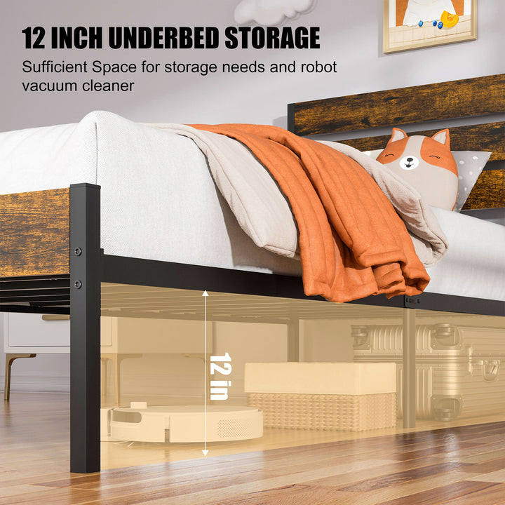 Walsunny Twin Size Heavy Duty Twin Size Bed Frame with Headboard and Footboard