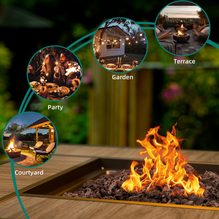 Walsunny 28" Propane Gas Fire Pit Table 50,000 BTU Square Outdoor Wicker (7436201689264)