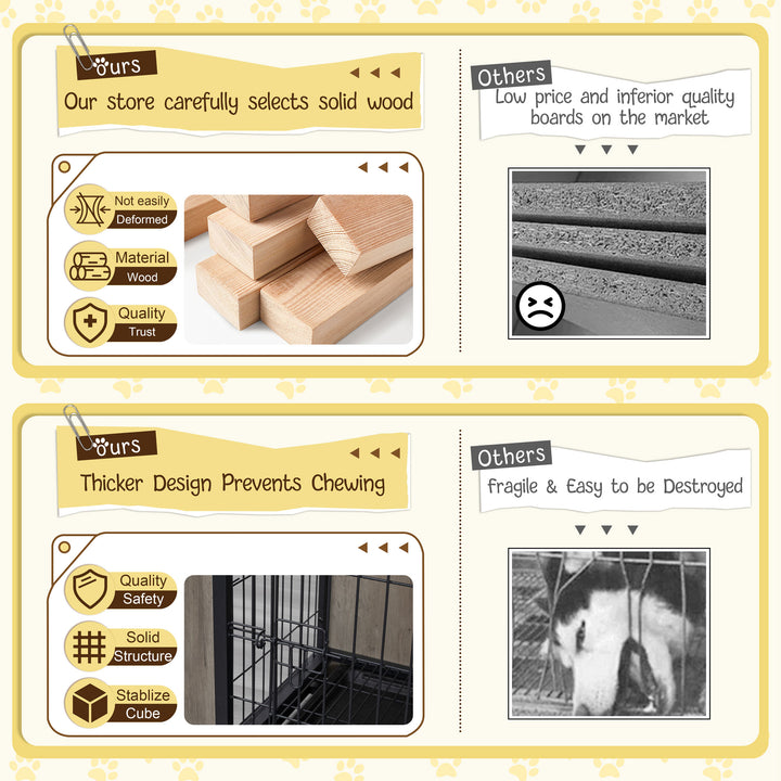 Walsunny Wooden Dog Crate Furniture,Double-Doors Kennel Indoor with Divider and Removable Tray,End Table Dog Crate for Decoration (7569744429232)