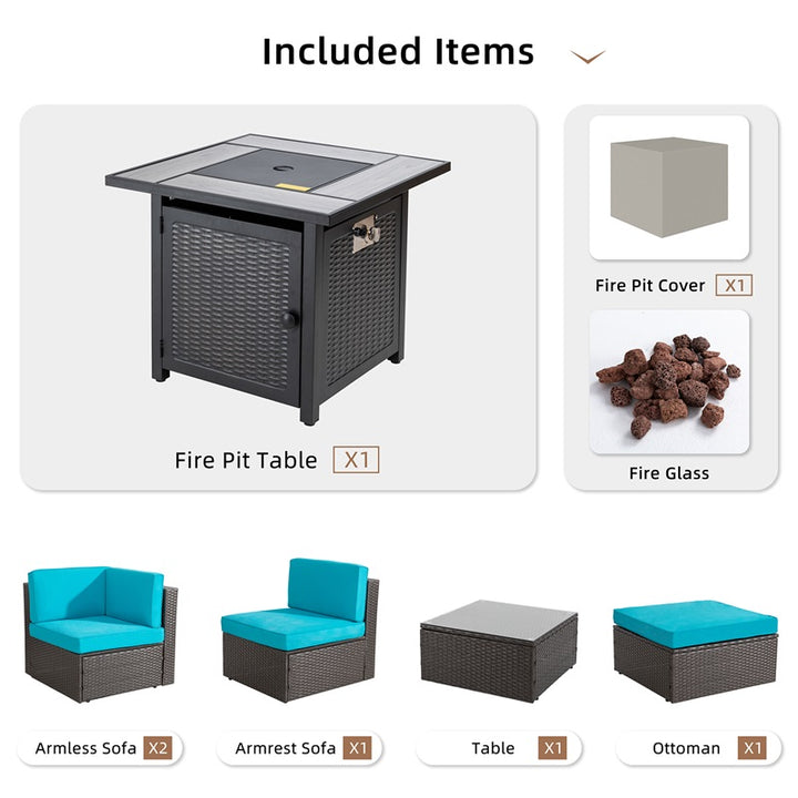 Walsunny 50,000 BTU Patio Metal Gas Square Fire Pit Table (7289552666800)