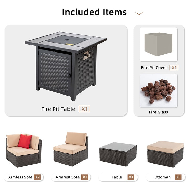 Walsunny 50,000 BTU Patio Metal Gas Square Fire Pit Table (7289552666800)