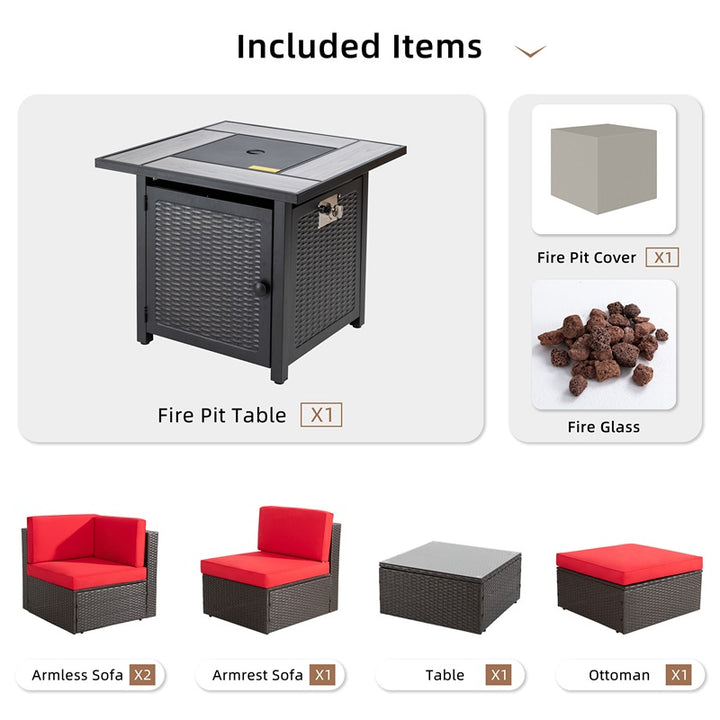 Walsunny 50,000 BTU Patio Metal Gas Square Fire Pit Table (7289552666800)