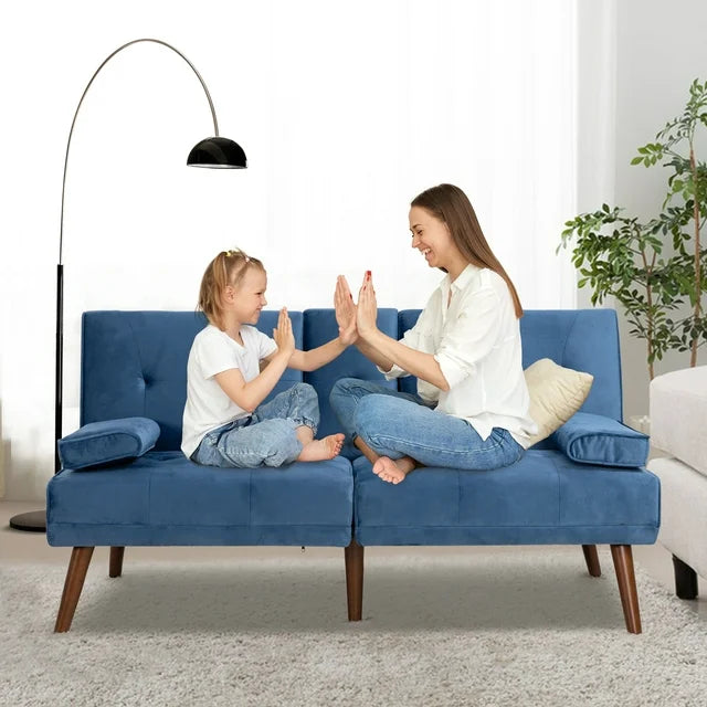 Walsunny 60¡±Convertible Sofa Bed Small Folding Loveseat Couch Removable Armrest, Modern Futon Recliner Sleeper (7415619715248)