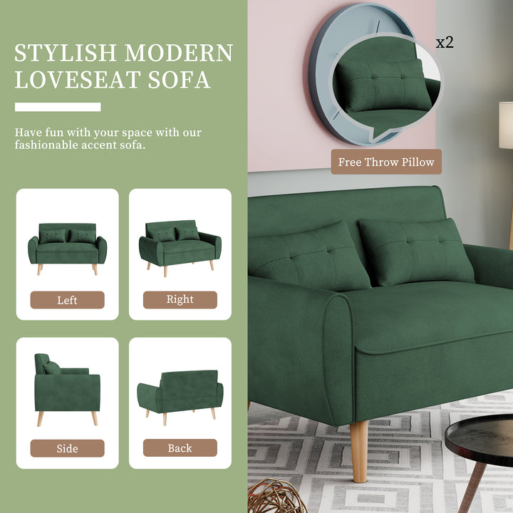 Livingroom sofa set Walsunny 2-seat 47'' Small Modern Love Seat Sofa  #color_green