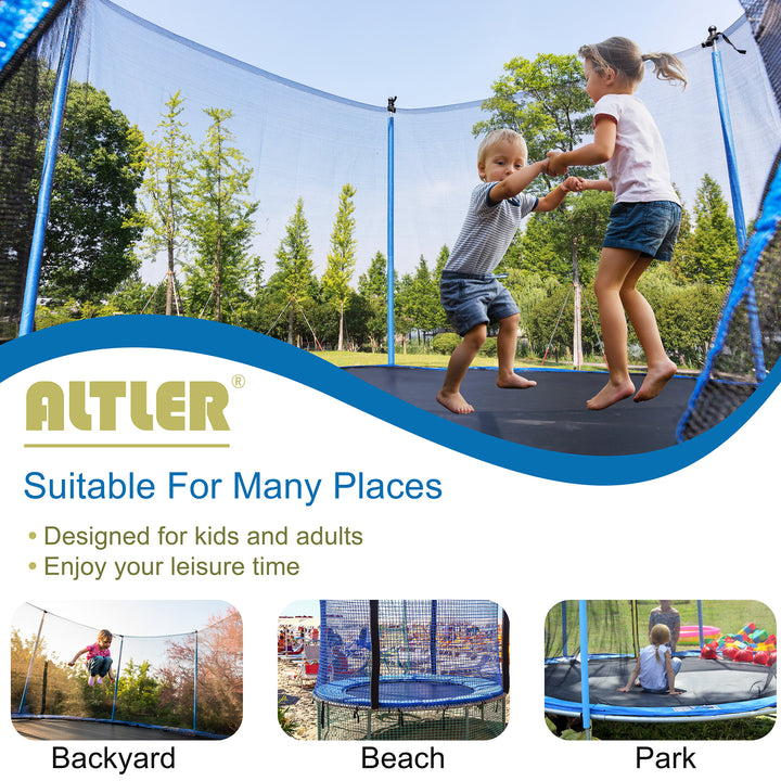 Walsunny Trampoline 14FT Trampoline Enclosure Net Outdoor Jump Trampoline PVC Spring Cover ASTM Approved Padding Premium Bouncer for Kids and Adults