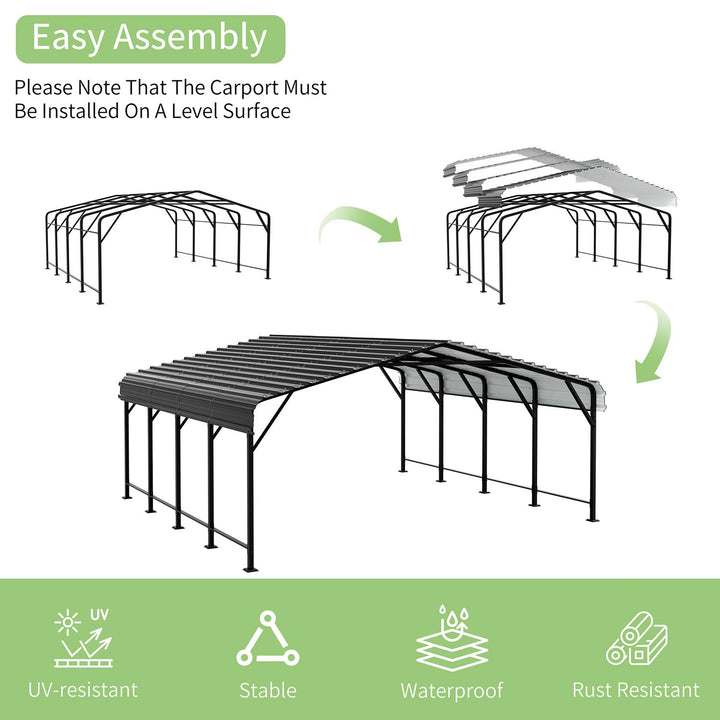 Walsunny Carport 10x20/ 12x15 ft Outdoor Car Canopy Portable Garage