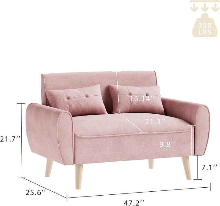 Livingroom sofa set Walsunny 2-seat 47'' Small Modern Love Seat Sofa  #color_pink#color_pink