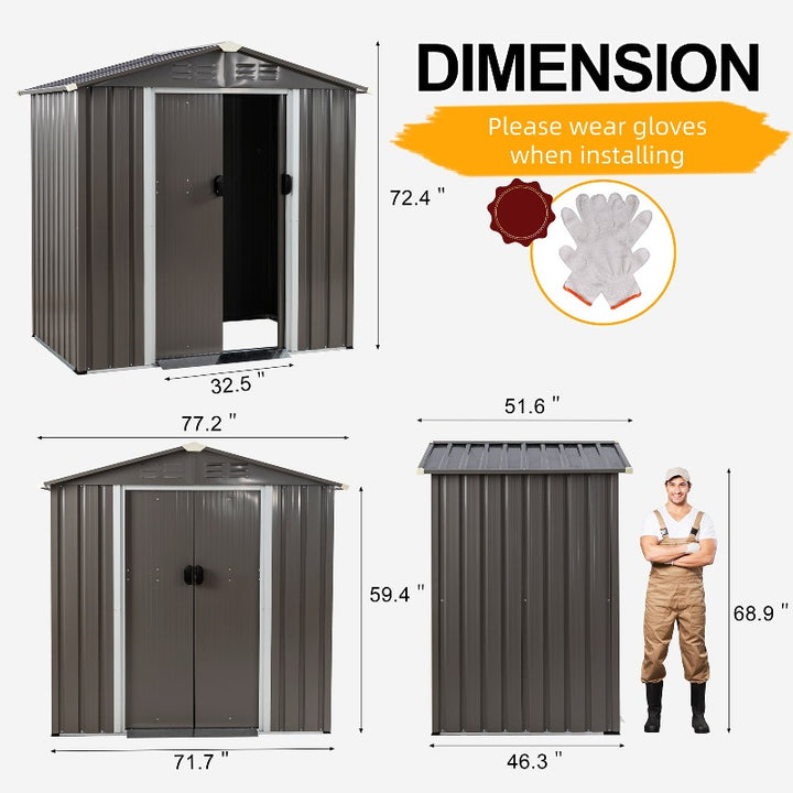 Walsunny Outdoor Steel Storage Shed, Metal Garden Shed