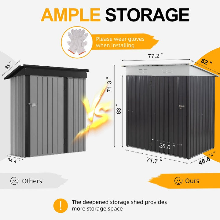 Walsunny Outdoor Steel Storage Shed, Metal Garden Shed