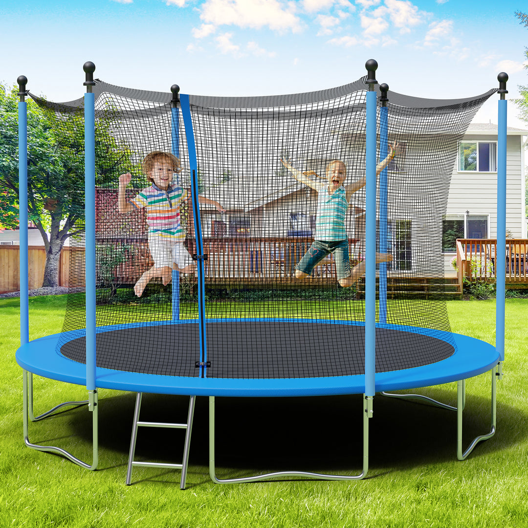 Walsunny Trampoline 14FT Trampoline Enclosure Net Outdoor Jump Trampoline PVC Spring Cover ASTM Approved Padding Premium Bouncer for Kids and Adults