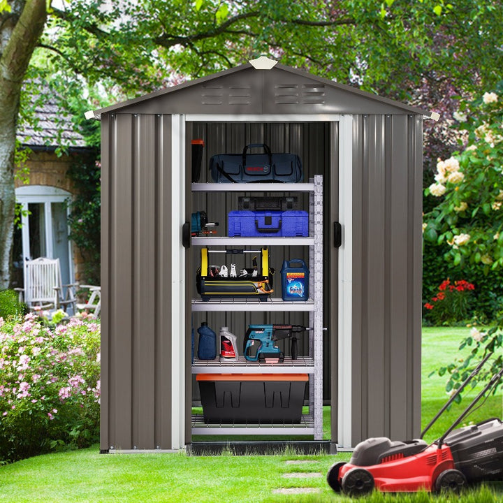 Walsunny Outdoor Steel Storage Shed, Metal Garden Shed