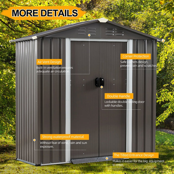 Walsunny Outdoor Steel Storage Shed, Metal Garden Shed