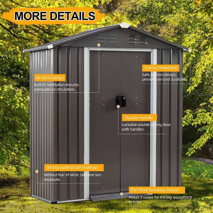 Walsunny Outdoor Steel Storage Shed, Metal Garden Shed