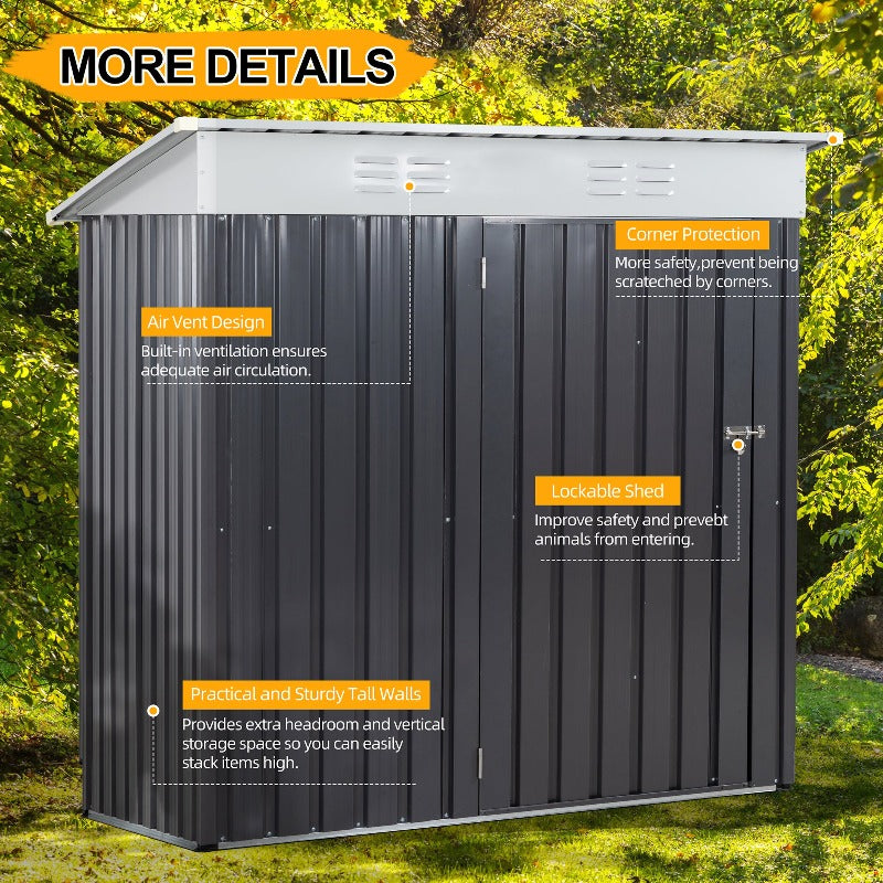 Walsunny Outdoor Steel Storage Shed, Metal Garden Shed