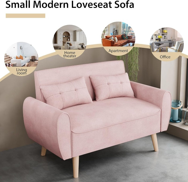 Livingroom sofa set Walsunny 2-seat 47'' Small Modern Love Seat Sofa  #color_pink