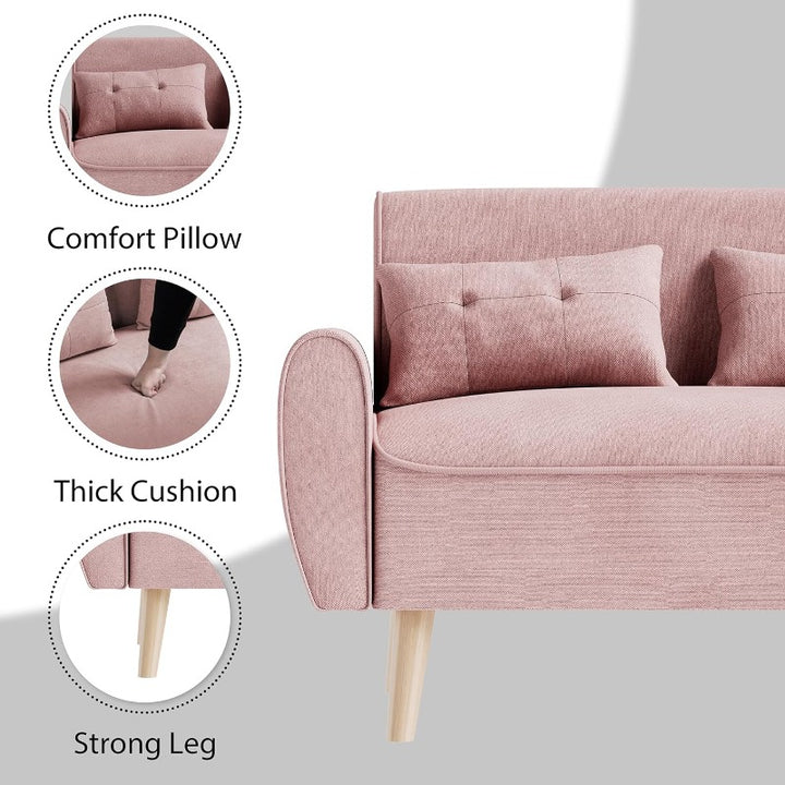 Livingroom sofa set Walsunny 2-seat 47'' Small Modern Love Seat Sofa  #color_pink
