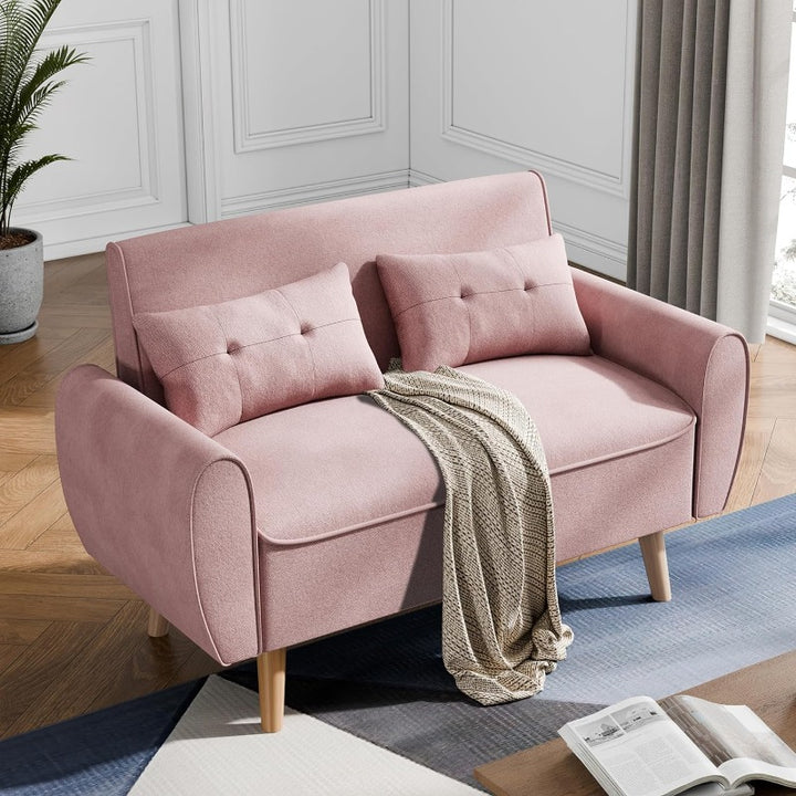 Livingroom sofa set Walsunny 2-seat 47'' Small Modern Love Seat Sofa  #color_pink
