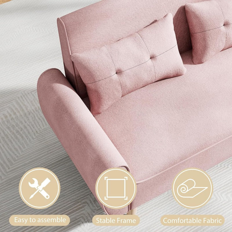 Livingroom sofa set Walsunny 2-seat 47'' Small Modern Love Seat Sofa  #color_pink