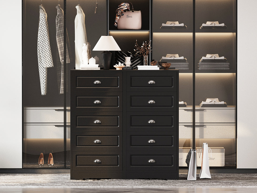 Walsunny 5 Drawer White Vertical Dresser Modern Storage Cabinet with Handle-Drawer Chest Wood Organizer for Living Room (7504209772720)