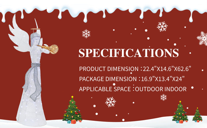 Walsunny Christmas Standing Angel 3D Extra Large Light Holiday Display Family Set (7729628446896)
