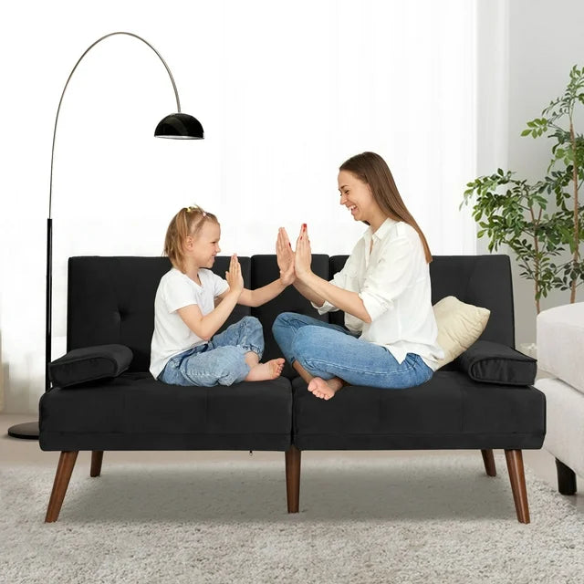 Walsunny 60¡±Convertible Sofa Bed Small Folding Loveseat Couch Removable Armrest, Modern Futon Recliner Sleeper (7415619715248)