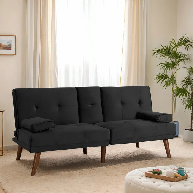 Walsunny 60¡±Convertible Sofa Bed Small Folding Loveseat Couch Removable Armrest, Modern Futon Recliner Sleeper (7415619715248)