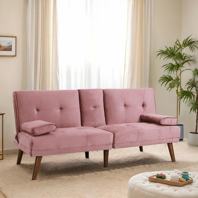 Walsunny 60¡±Convertible Sofa Bed Small Folding Loveseat Couch Removable Armrest, Modern Futon Recliner Sleeper (7415619715248)