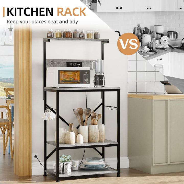 Walsunny 23.6" Bakers Rack with Power Outlet, Kitchen Organizers