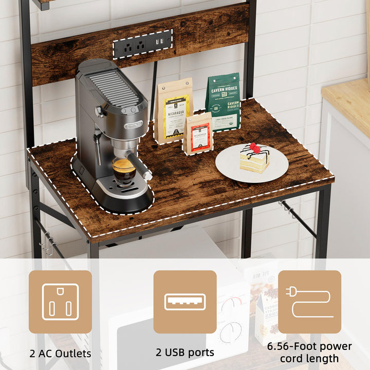 Walsunny 23.6" Bakers Rack with Power Outlet, Kitchen Organizers