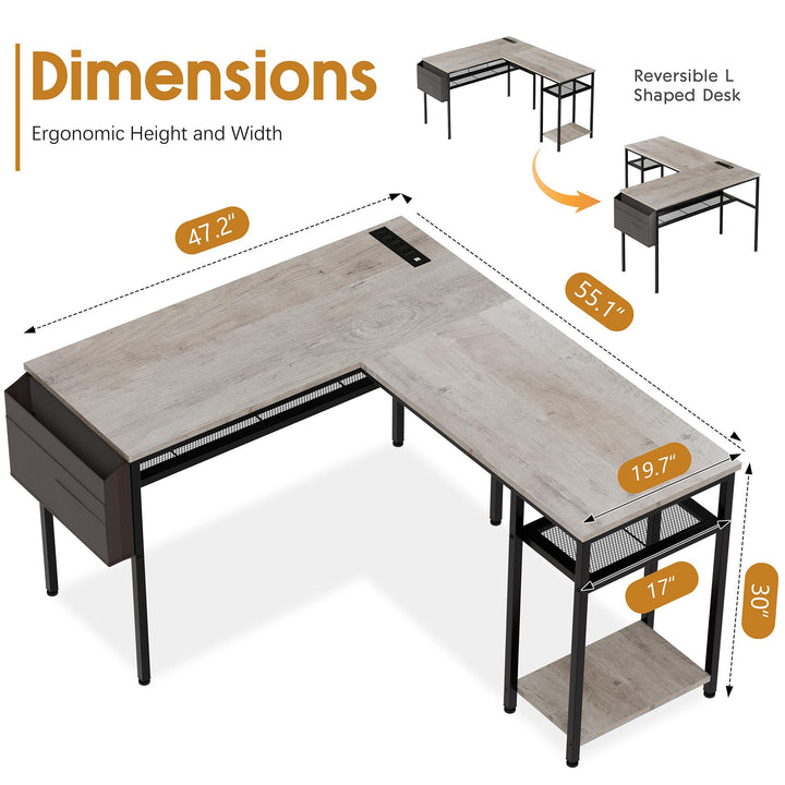 Walsunny 50'' L Shaped Gaming Desks