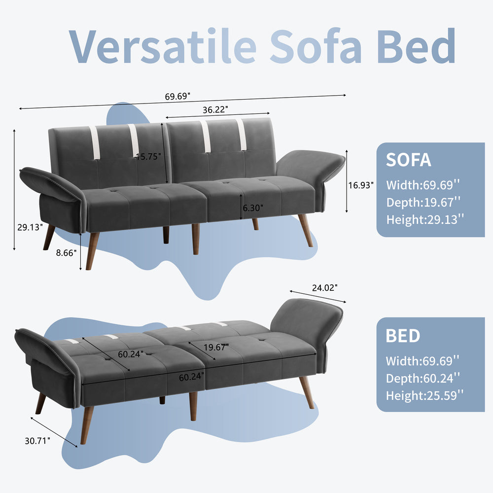 Walsunny Velvet Loveseat Sofa Couch Sofa cama for Apartments (7346697994416)