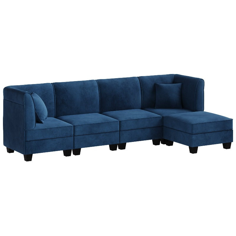 Walsunny Velvet 5 Pieces Modular Sectional Sofa L-Shaped Couch With Reversible Chaise (7223391125680)