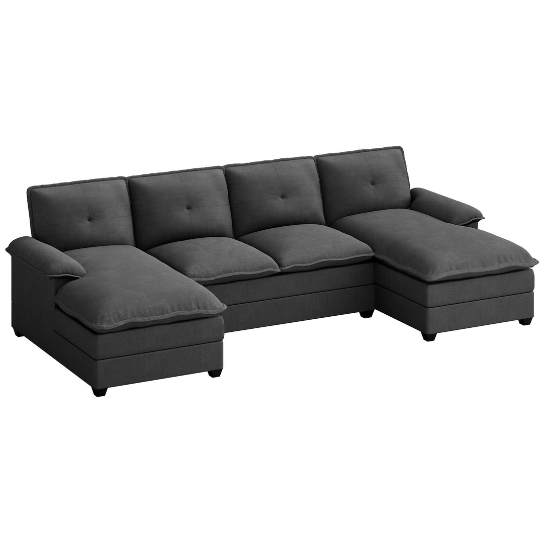 WALSUNNY 109'' U-shaped Sectional cloud-like Sofa Couches #color_black