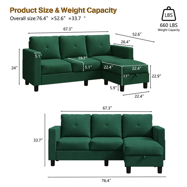 WALSUNNY livingroom sectional couch #color_green