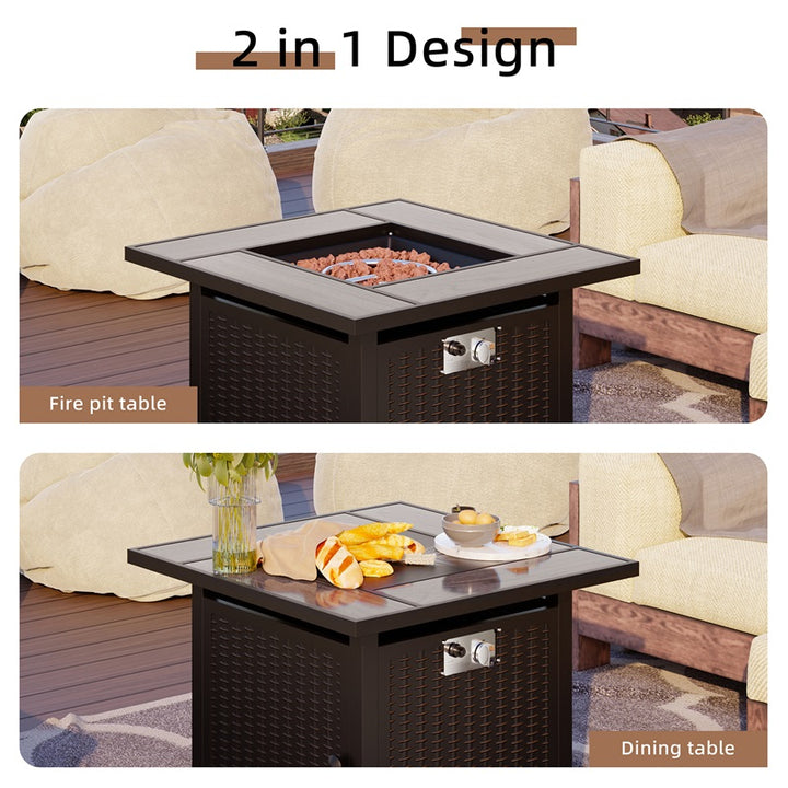 Walsunny 50,000 BTU Patio Metal Gas Square Fire Pit Table (7289552666800)