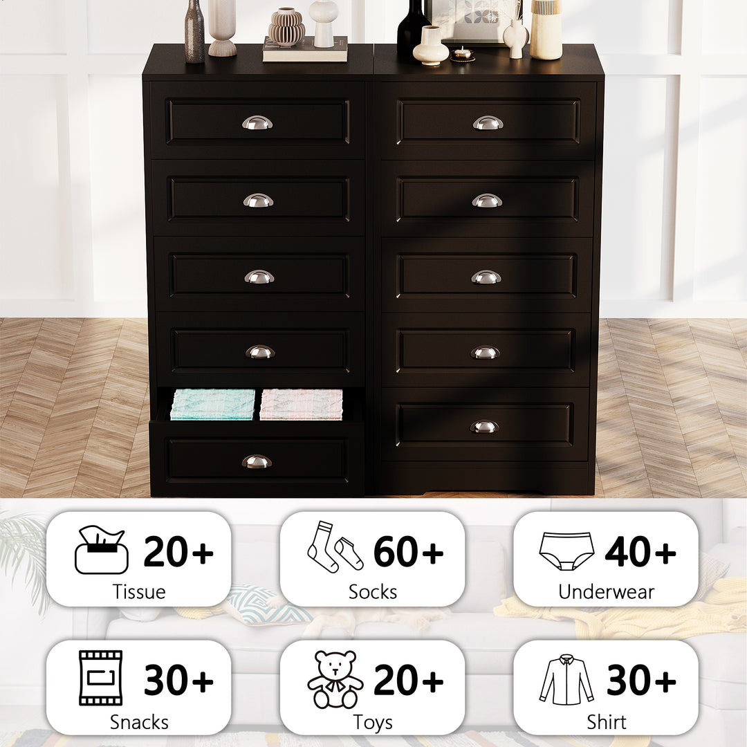 Walsunny 5 Drawer White Vertical Dresser Modern Storage Cabinet with Handle-Drawer Chest Wood Organizer for Living Room (7504209772720)