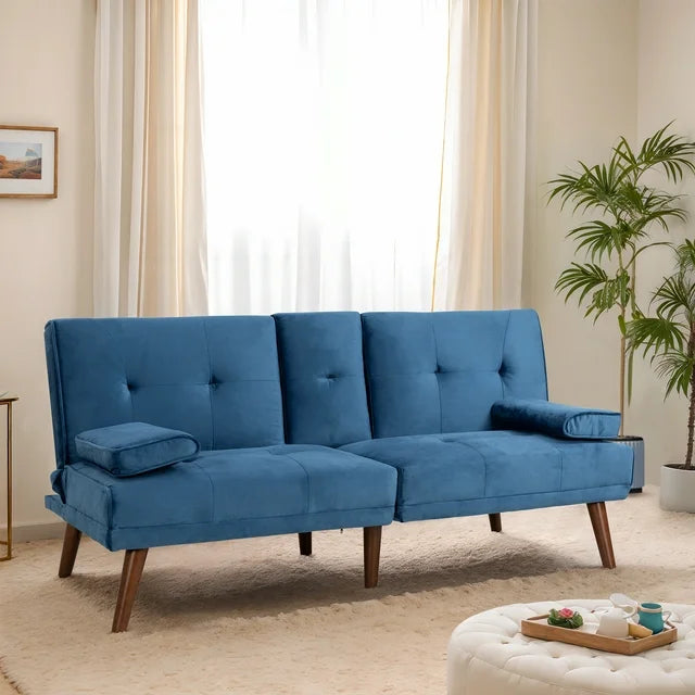 Walsunny 60¡±Convertible Sofa Bed Small Folding Loveseat Couch Removable Armrest, Modern Futon Recliner Sleeper (7415619715248)