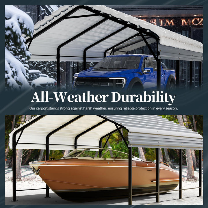 Walsunny Carport 10x20/ 12x15 ft Outdoor Car Canopy Portable Garage