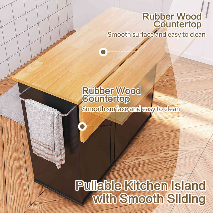 Walsunny Kitchen Island on Wheels with Storage Cabinet & Foldable Drop Leaf, 39.7" Width Rolling Kitchen Table (7404394578096)