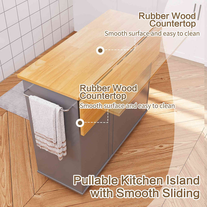 Walsunny Kitchen Island on Wheels with Storage Cabinet & Foldable Drop Leaf, 39.7" Width Rolling Kitchen Table (7404394578096)