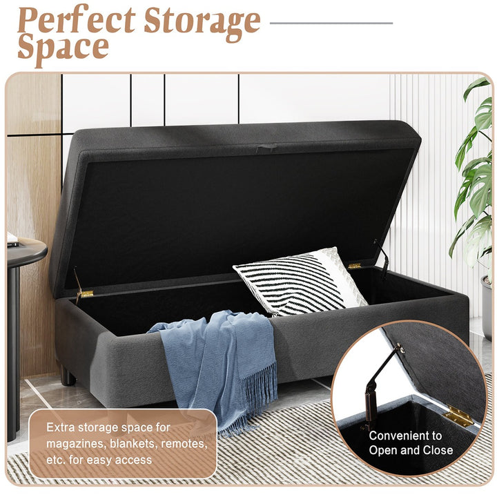 Walsunny Sectional Sofa With Long Storage Ottoman For Small Apartment#color_black (7136755155120)