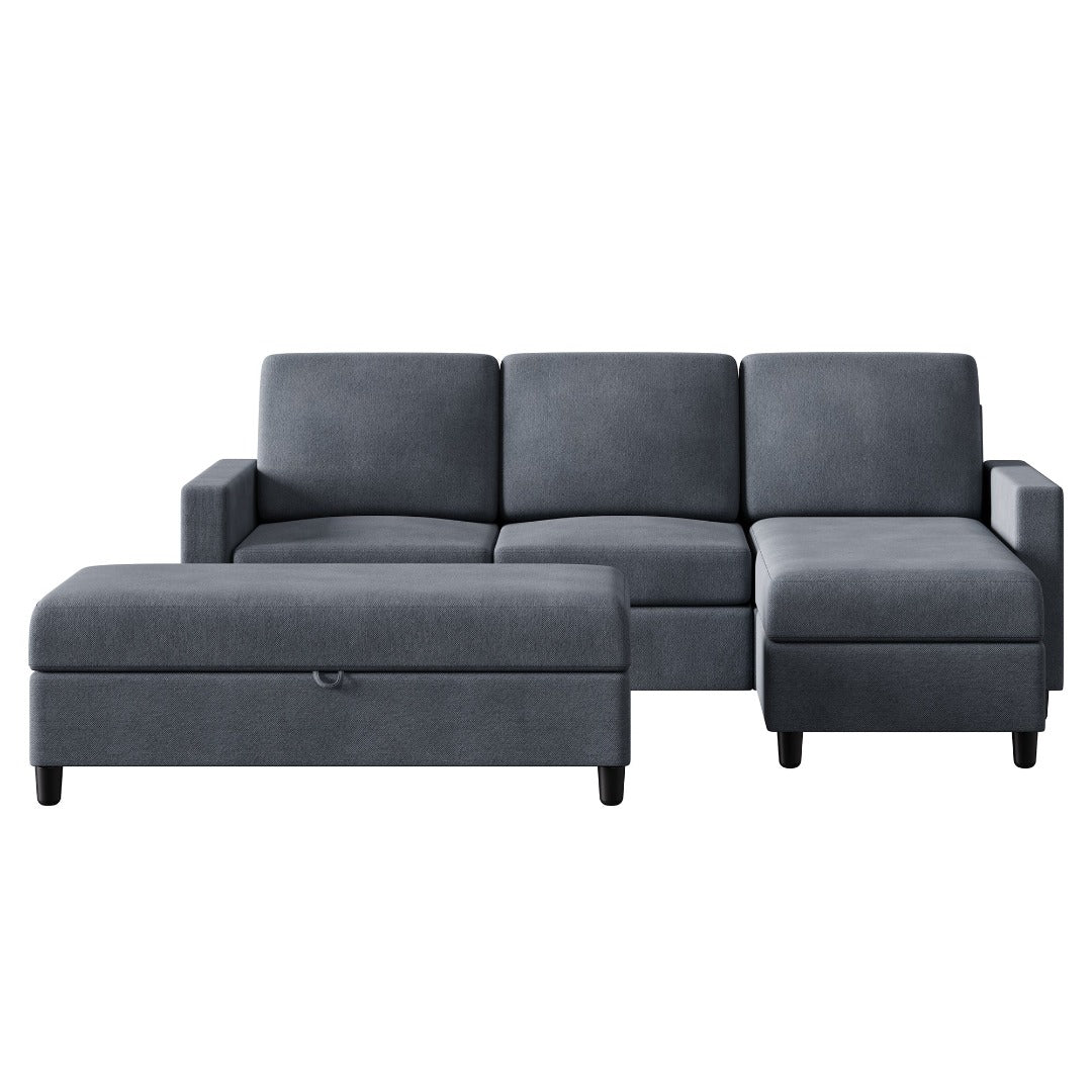 Walsunny Sectional Sofa With Long Storage Ottoman For Small Apartment#color_dark-grey (7136755155120)