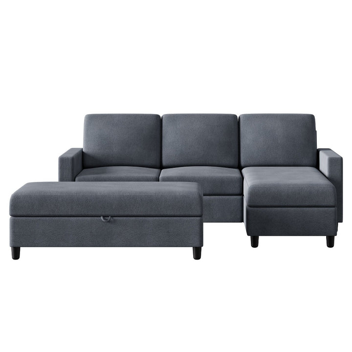 Walsunny Sectional Sofa With Long Storage Ottoman For Small Apartment#color_dark-grey (7136755155120)