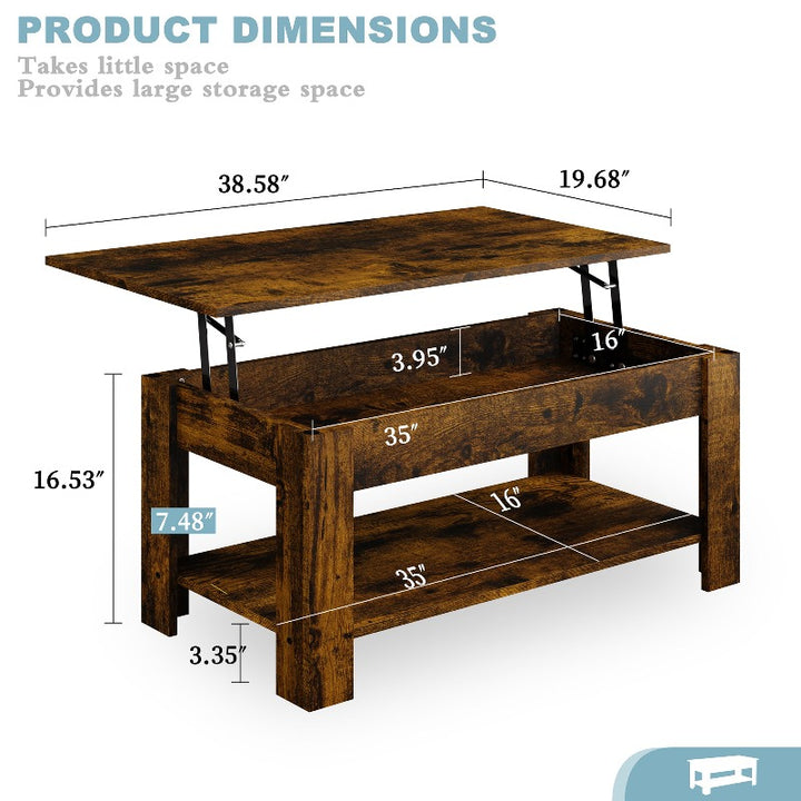 Walsunny Livingroom Lift Top Coffee Table #color_brown